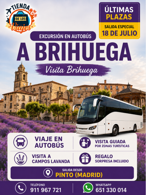 Autobús para Brihuega – Últimas Plazas para la Salida del 18 de Julio con TD VIAJES