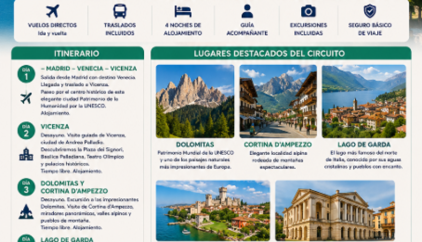 Dolomitas, El Veneto y Lago de Garda: Naturaleza, Historia y Paisajes de Ensueño