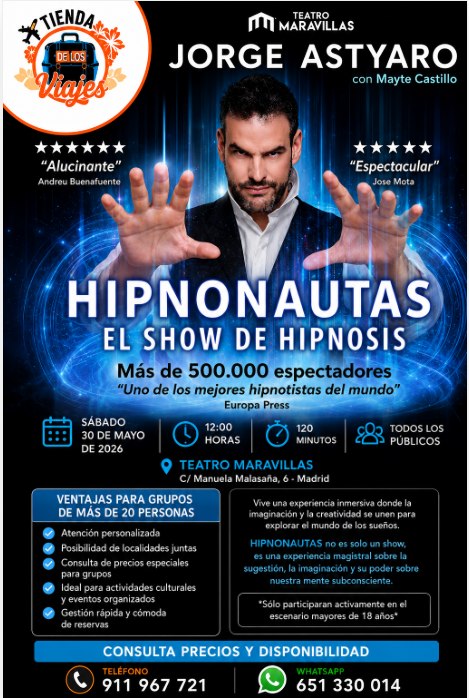 Hipnonautas en Madrid para grupos de más de 20 personas