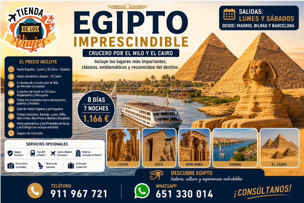 Viaje a Egipto Imprescindible 2026 | Crucero por el Nilo + El Cairo | TD Viajes
