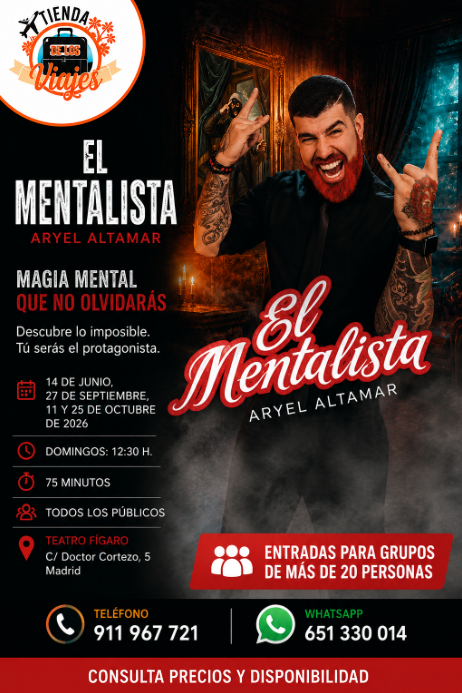 El Mentalista en Madrid 2026 para grupos de más de 20 personas