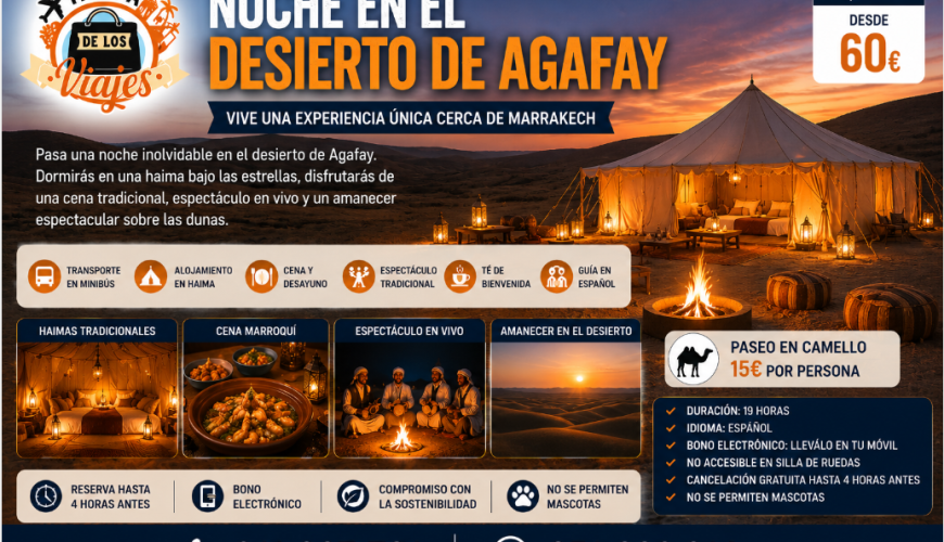 Noche en el Desierto de Agafay: Una Experiencia Inolvidable Cerca de Marrakech con TD Viajes