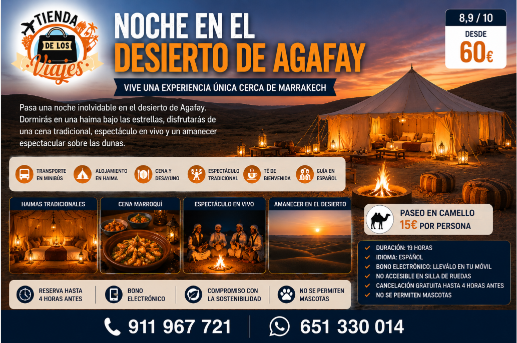 Noche en el Desierto de Agafay: Una Experiencia Inolvidable Cerca de Marrakech con TD Viajes