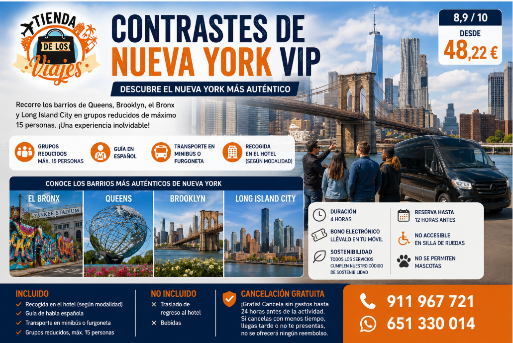 Contrastes de Nueva York VIP: Tour en Español por Bronx, Queens, Brooklyn y Long Island City con TD Viajes