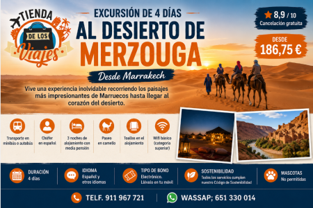 Excursión de 4 días al Desierto de Merzouga: la aventura más espectacular de Marruecos con TD Viajes