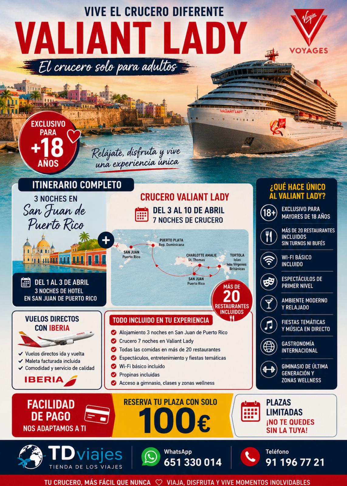 Puerto Rico 3 noches + Crucero SOLO adultos con TD Viajes 🌍