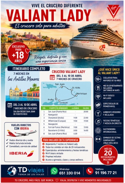 Puerto Rico 3 noches + Crucero SOLO adultos con TD Viajes