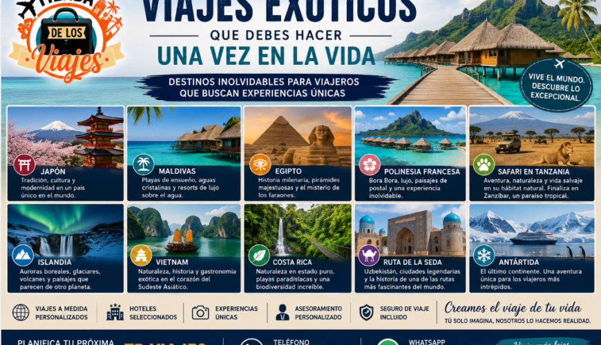VIAJES EXÓTICOS QUE DEBES HACER UNA VEZ EN LA VIDA DESTINOS INOLVIDABLES PARA VIAJEROS QUE BUSCAN EXPERIENCIAS ÚNICAS con TD Viajes