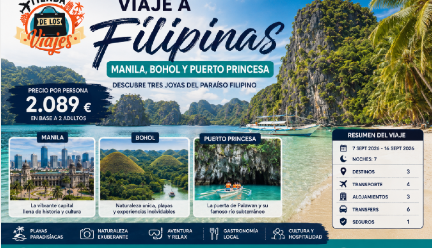 VIAJE A FILIPINAS: MANILA, BOHOL Y PUERTO PRINCESA con TD Viajes