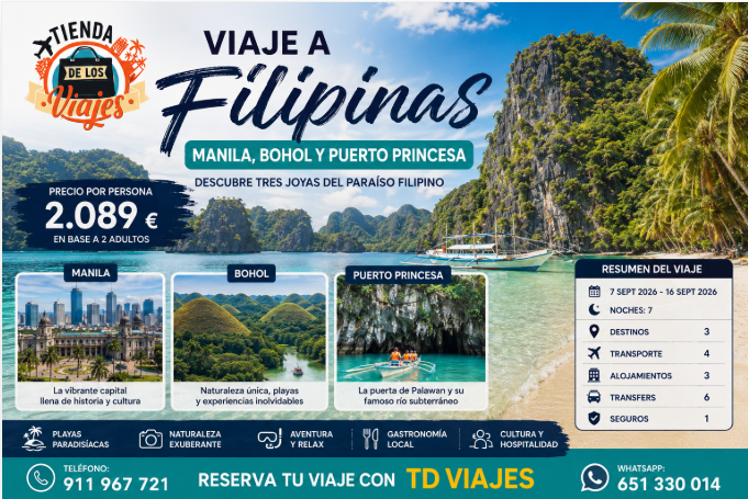 VIAJE A FILIPINAS: MANILA, BOHOL Y PUERTO PRINCESA con TD Viajes