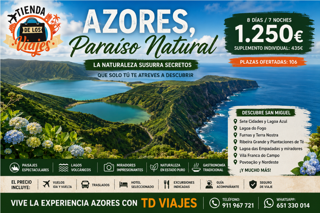 AZORES, PARAÍSO NATURAL DEL ATLÁNTICO con TD Viajes