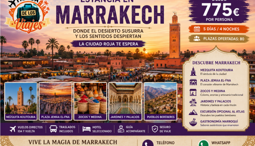 ESTANCIA EN MARRAKECH DESCUBRE LA CIUDAD ROJA DE MARRUECOS con TD Viajes