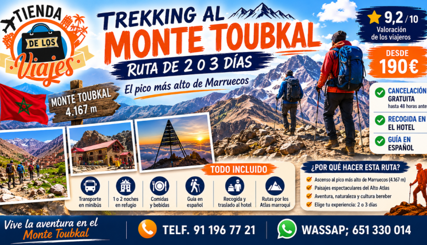 Trekking al Monte Toubkal: ruta de 2 o 3 días desde Marrakech con TD Viajes