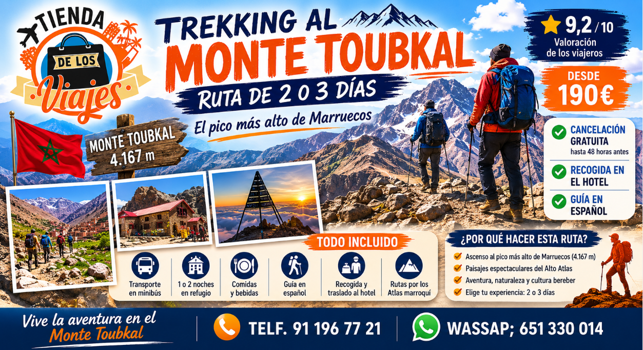 Trekking al Monte Toubkal: ruta de 2 o 3 días desde Marrakech con TD Viajes