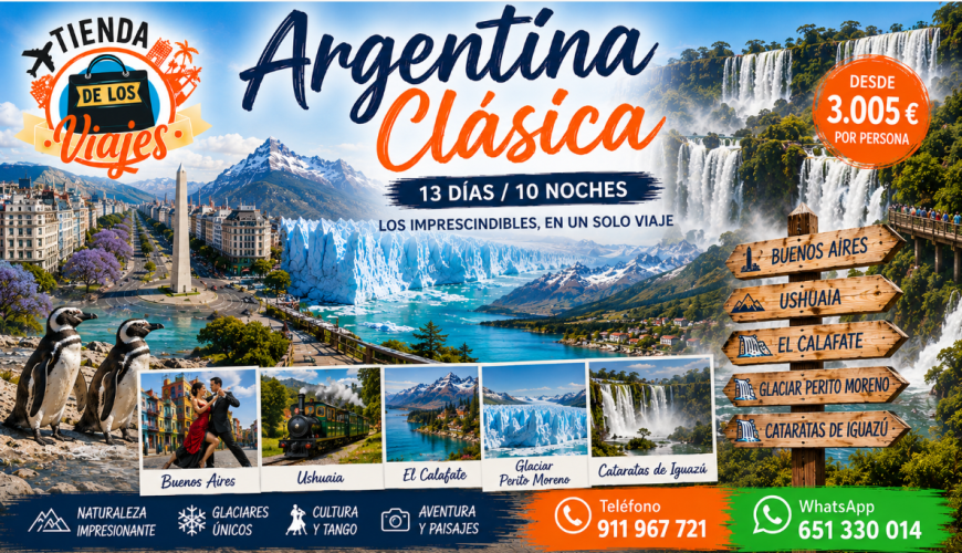 Argentina Clásica: Buenos Aires, Patagonia e Iguazú en 13 Días con TD Viajes