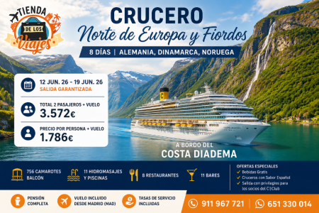 Crucero Norte de Europa y Fiordos Noruegos 2026: Una Experiencia Inolvidable con Costa Diadema con TD Viajes