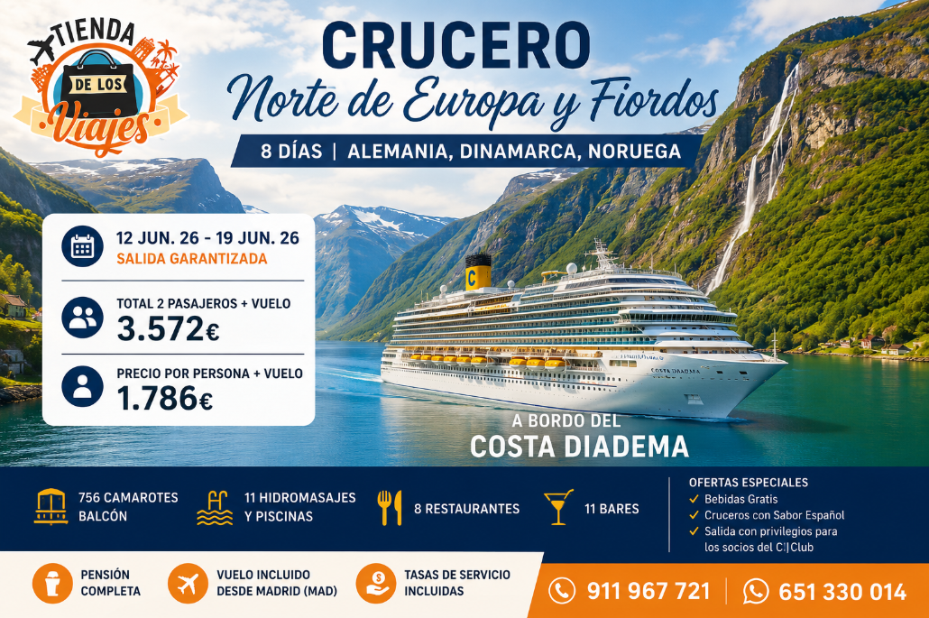 Crucero Norte de Europa y Fiordos Noruegos 2026: Una Experiencia Inolvidable con Costa Diadema con TD Viajes