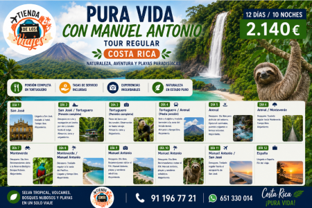 Viaje a Costa Rica: Pura Vida con Manuel Antonio – Naturaleza, Volcanes y Playas Paradisíacas con TD Viajes